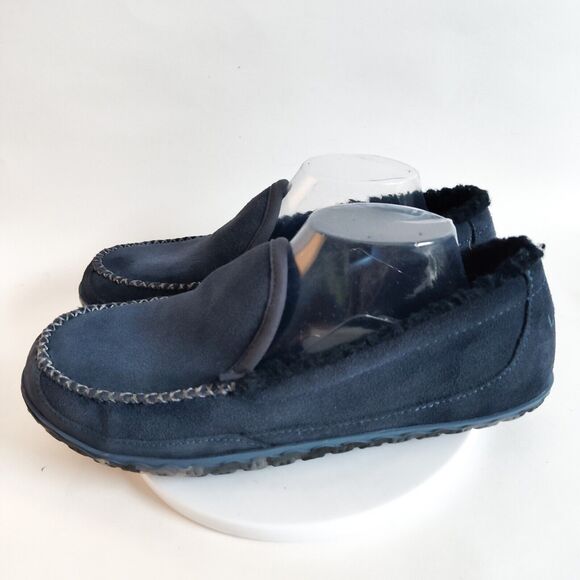L.L. Bean ID301052 Blue Suede Mountain Slipper Fleece Lined Slip On Mens 10 M - Picture 5 of 10